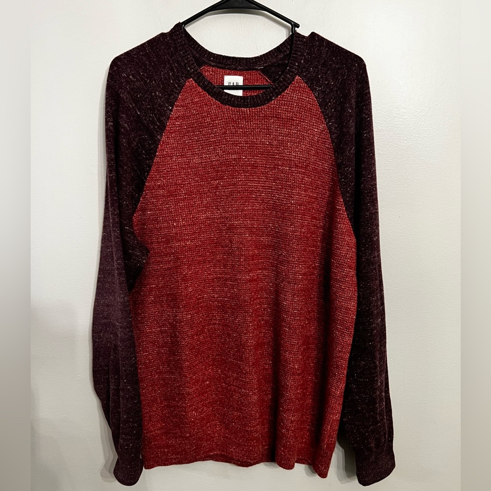 Gap Men’s Maroon‎ Heather  Waffle Knit Raglan Shirt Size large